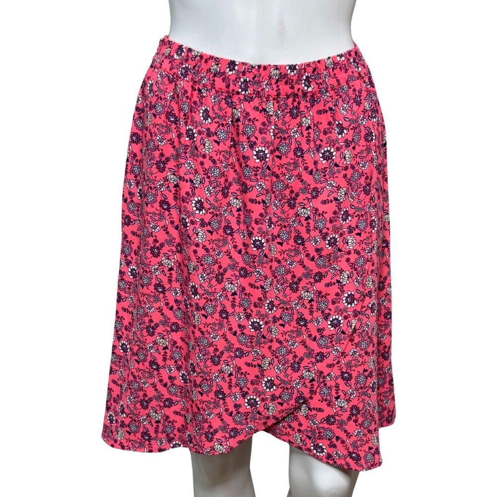Loft Skirt Women XS Pink White Floral Flowers Flowy A-Line Tulip Skirt Bloomcore